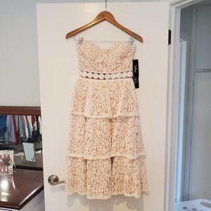 Lulus White Strapless Lace Midi Dress